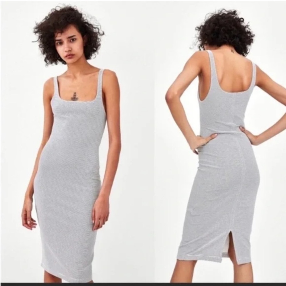 ZARA BODYCON MIDI DRESS TERRACOTTA DARK BLUSH  STRETCH M